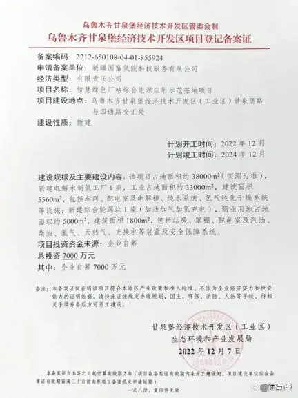 国富氢能乌鲁木齐新建电解水制氢工厂 助力新疆新能源高速发展(图1)